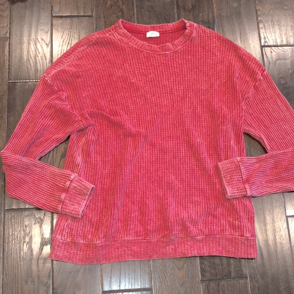 Blue buttercup red waffle knit top size large